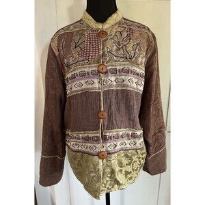 Original RETRO Brand Vintage Boho Tapestry Beaded Accent Jacket Blazer Size M